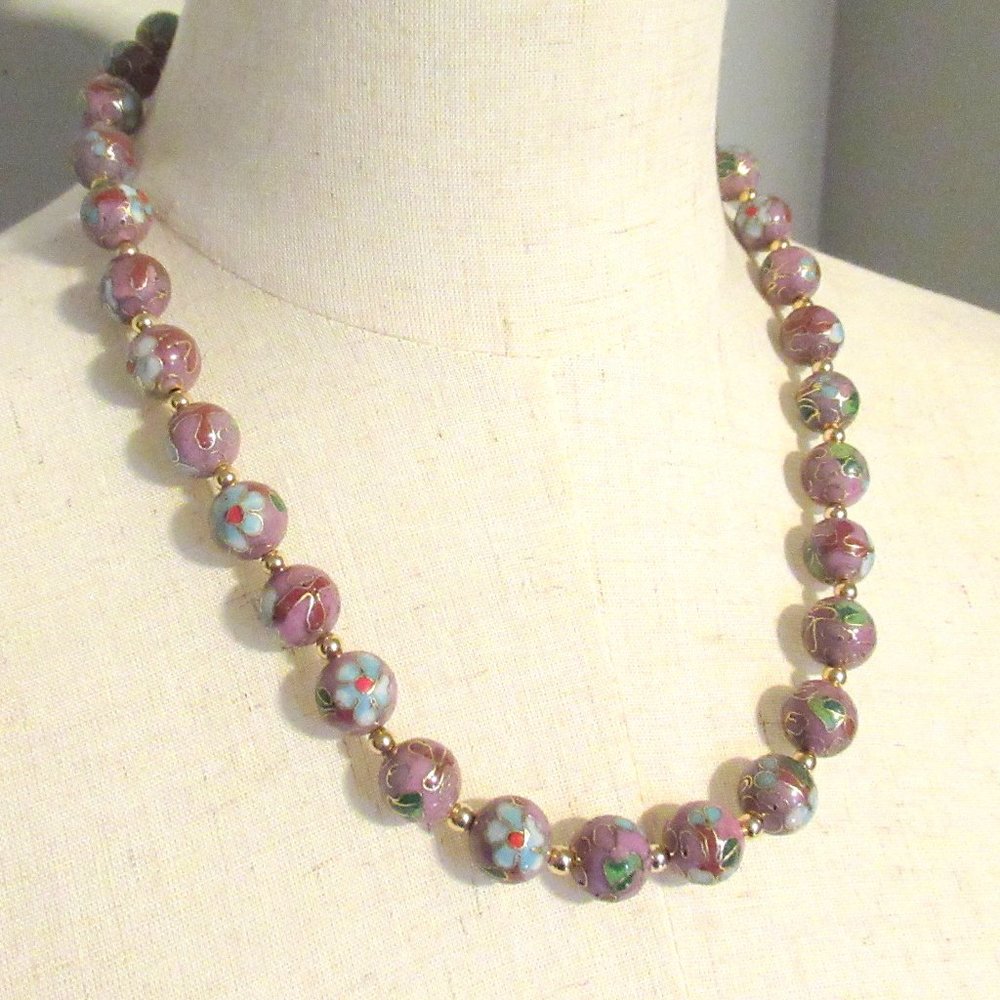Pink Cloisonne Necklace